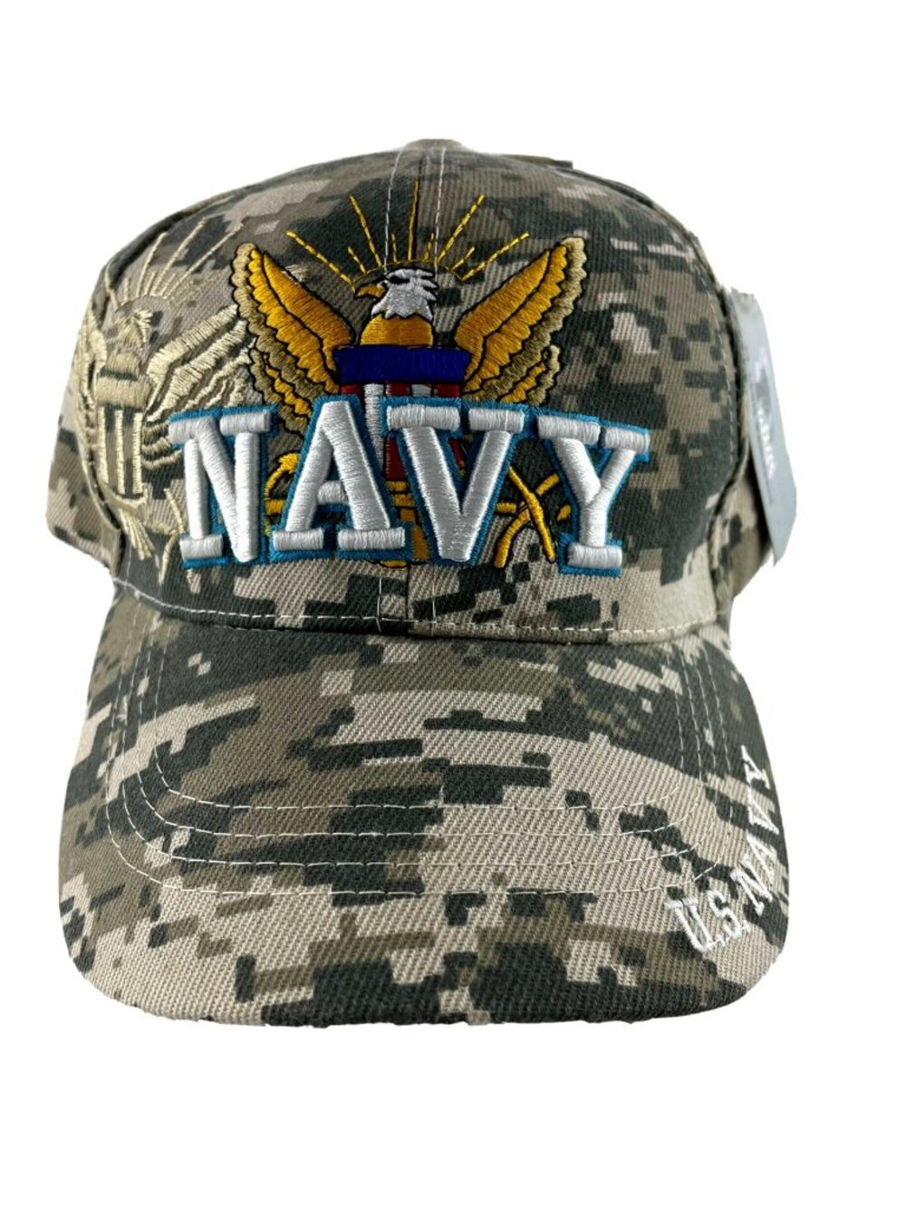 Elite Images NAVY Hat Cap Military Eagle Embroidered Camo Size 7-8 Adj.